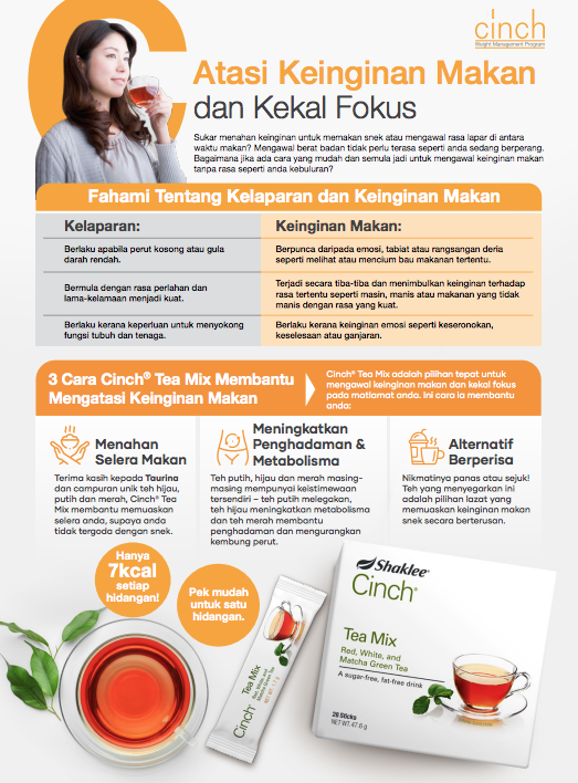 Atasi keinginan makan dan kekal fokus dengan Cinch Tea Mix