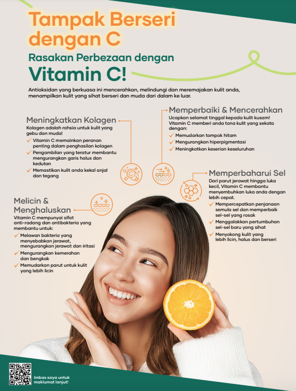 Vitamin C berfungsi meningkatkan keserian kulit