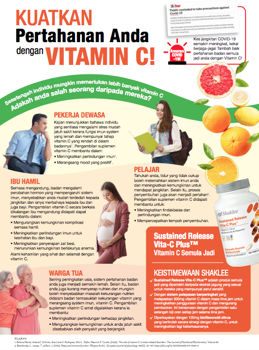 Vitamin C selain sumber vitamin tingkatkan imun badan, juga mempunyai ciri-ciri antioksidan semulajadi